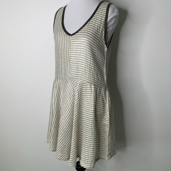 Ace & Jig Women's V Neck Sleeveless Cream Metallic Mini Dress Size Small - Picture 3 of 9